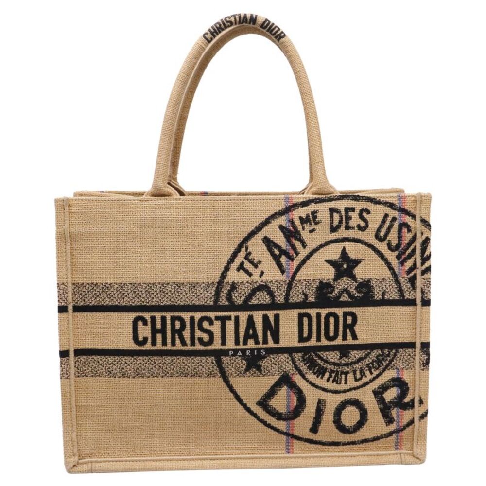 Dior Medium Book Tote Bag in Beige Jute Canvas